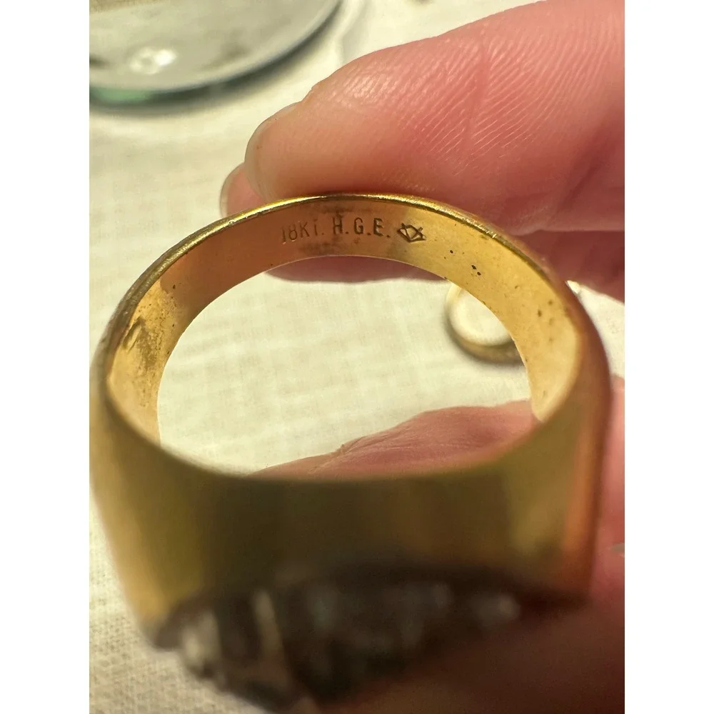 Vintage 18K HGE Cluster Ring Lot (2) – Anson Filigree & Vargas Signet – Retro